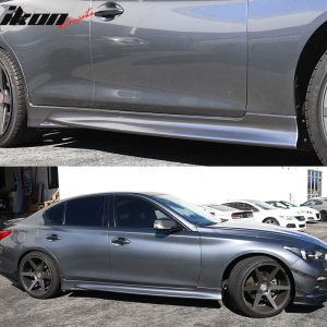 Fits 14-23 Infiniti Q50 Unpainted T Style Side Skirts Extension Rocker Panel ABS - Image 2