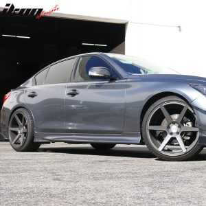 Fits 14-23 Infiniti Q50 Unpainted T Style Side Skirts Extension Rocker Panel ABS - Image 3