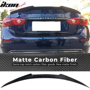 Fits 14-24 Infiniti Q50 M4 Style Rear Trunk Spoiler Wing Lip Matte Carbon Fiber - Image 1