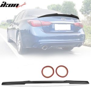 Fits 14-24 Infiniti Q50 PSM Style Rear Trunk Spoiler Wing Lip ABS Matte Black - Image 1