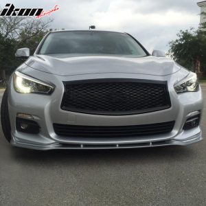 Fits 14-17 Infiniti Q50 Base Model T Style Front Bumper Lip Spoiler Unpainted PU - Image 4