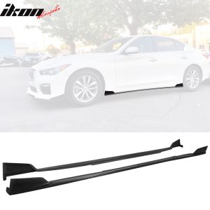 Fits 14-23 Infiniti Q50 ST Style Side Skirts Extension Rocker Panel Spoiler PU - Image 1