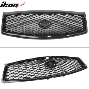 Fits 14-17 Infiniti Q50 Sedan Eau Rouge Concept Mesh Grille in GLOSS Black - Image 4