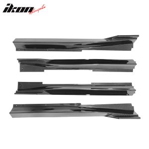 Fits 14-23 Infiniti Q50 IKON Style 4PCS Side Skirts Rocker PP Carbon Fiber Print - Image 5