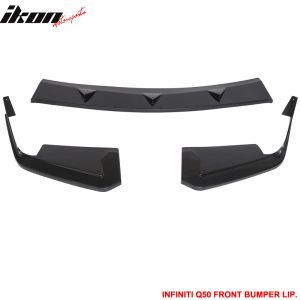 Fits 14-17 Infiniti Q50 Q50S Sport 3PCS Front Bumper Lip Spoiler Unpainted ABS - Image 3