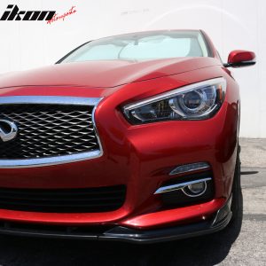 Fits 14-17 Infiniti Q50 Base Model Front Bumper Lip Spoiler Unpainted ABS 3PC - Image 3