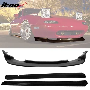 Fits 90-97 Mazda Miata FD Style Side Skirts Extensions + Front Bumper Lip - PU - Image 6