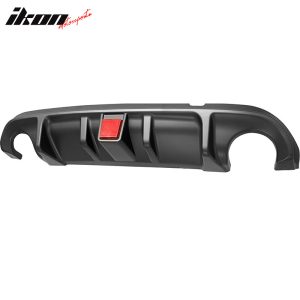 Fit 14-17 Infiniti Q50 Rear Bumper Lip Diffuser LED W/Brake Light PP Matte Black - Image 3