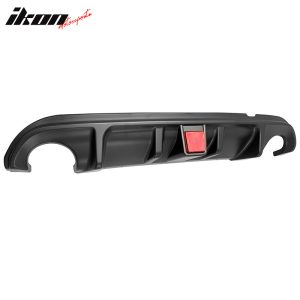 Fit 14-17 Infiniti Q50 Rear Bumper Lip Diffuser LED W/Brake Light PP Matte Black - Image 4