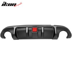 Fit 14-17 Infiniti Q50 Rear Bumper Lip Diffuser LED W/Brake Light PP Matte Black - Image 5