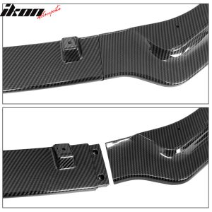 Fits 18-24 Infiniti Q50 Base Carbon Fiber Print PP 3PC Front Bumper Lip Spoiler - Image 5