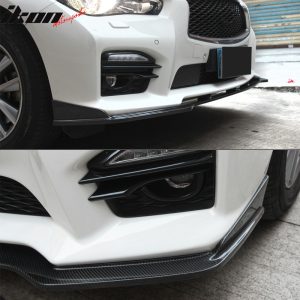 Fits 14-17 Infiniti Q50 V37 Sport ST Style Front Bumper Lip - Matte Carbon Fiber - Image 4