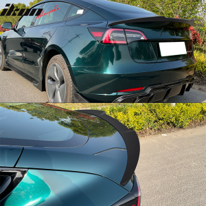 Fits 17-23 Tesla Model 3 IKON Style Rear Trunk Spoiler Wing ABS - Matte Black - Image 3