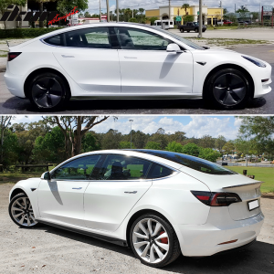 Fits 17-25 Tesla Model 3 Side Skirts IKON Matte Black PP Rocker Panel Extension - Image 2