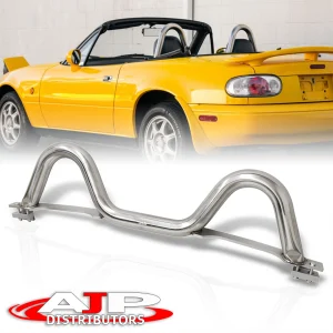 Stainless Steel Chrome Euro Style Roll Bar For 1990-2005 Mazda Miata MX5 NA NB - Image 6