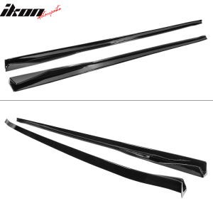 Fits 17-25 Tesla Model 3 IKON Style 2PCS Side Skirts Extension PP Gloss Black - Image 5