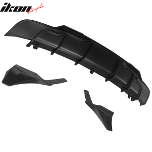Fits 17-23 Tesla Model 3 Rear Bumper Lip Diffuser w/ Aprons 3PC Matte Black - Image 3