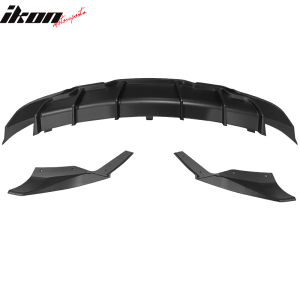 Fits 17-23 Tesla Model 3 Rear Bumper Lip Diffuser w/ Aprons 3PC Matte Black - Image 4
