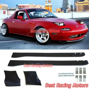 For 1990-1997 Mazda Miata GF Style Side Skirts + Rear Fender Corner Flare Combo - Image 3