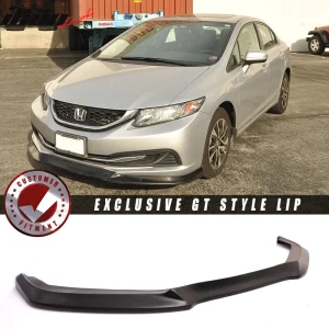 Fits 13-15 Honda Civic USDM GT Style Front Bumper Lip Unpainted Spoiler PU Kit - Image 6