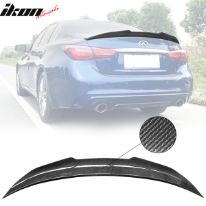 Fits 14-24 Infiniti Q50 PSM Style Rear Trunk Spoiler Wing Lip Carbon Fiber Print - Image 1