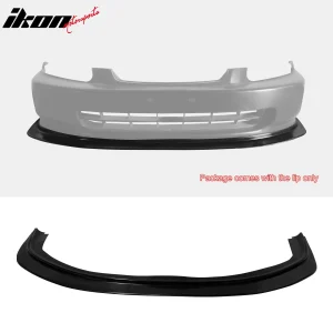 Fits 96-98 Honda Civic DP Style Front Bumper Lip Spoiler Kit Unpainted Black PU - Image 6