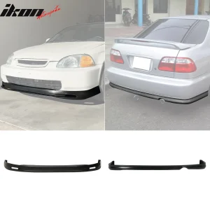 Fits 96-98 Honda Civic 2Dr/4Dr Mugen Style Front Bumper Lip + Rear Bumper Lip PP - Image 6
