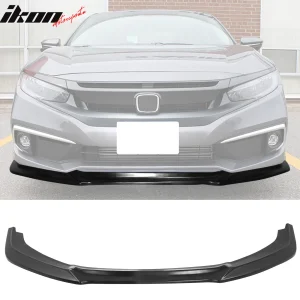 Fits 19-21 Honda Civic GT Style Front Bumper Lip Spoiler Kit Unpainted Black PU - Image 6