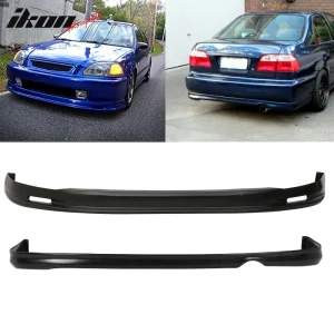 Fits 96-98 Honda Civic 2DR 4DR Mugen Front Bumper Lip Spoiler + Rear Diffuser - Image 5