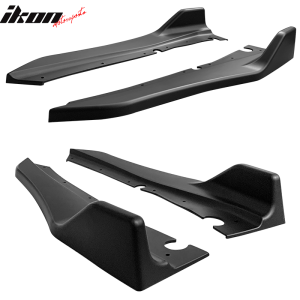 Fit 18-24 Infiniti Q50 Rear Bumper Lip Side Splitter Corner Apron PP Matte Black - Image 3