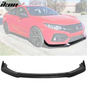Fits 19-21 Honda Civic CS Style Front Bumper Lip Spoiler Unpainted Black PU - Image 6