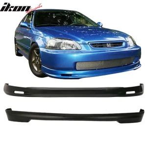 Fits 96-98 Honda Civic Hatchback Mugen Style Front + Rear Bumper Lip Spoiler PP - Image 6
