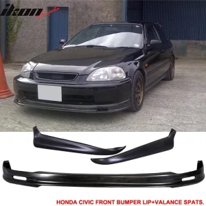 Fits 96-98 Honda Civic Mugen Style Front Bumper Lip PP + 2PCS Rear Bumper Aprons - Image 6