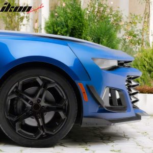Fits 14-24 Chevrolet Camaro ZL1 Style Front Bumper Side Splitter Canards ABS 2PC - Image 2