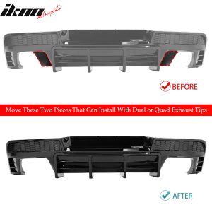 Fits 14-15 Chevy Camaro Ikon Style Rear Diffuser Bumper Lip Matte Black PP - Image 4
