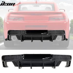 Fits 14-15 Chevy Camaro Ikon Style Rear Diffuser Bumper Lip Gloss Black PP - Image 1