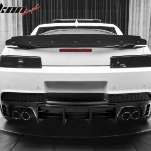 Fits 14-15 Chevy Camaro Ikon Style Rear Diffuser Bumper Lip Gloss Black PP - Image 2