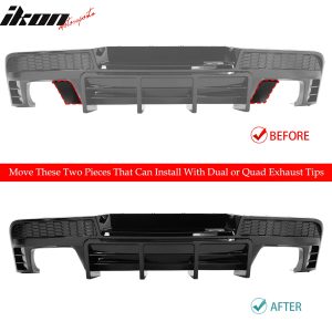 Fits 14-15 Chevy Camaro Ikon Style Rear Diffuser Bumper Lip Gloss Black PP - Image 4