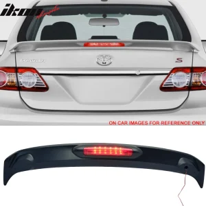 Fits 09-13 Toyota Corolla Rear Trunk Spoiler Wing W/LED Light Unpainted Black - Image 6