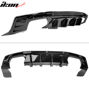 Fits 16-24 Chevy Camaro Ikon Style Rear Bumper Lip Diffuser 1PC Glossy Black PP - Image 3