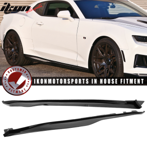 Fits 16-24 Chevrolet Camaro ZL1 Style Side Skirts Polypropylene Gloss Black - Image 1