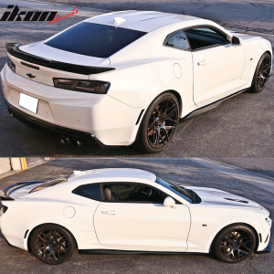 Fits 16-24 Chevrolet Camaro ZL1 Style Side Skirts Polypropylene Gloss Black - Image 2