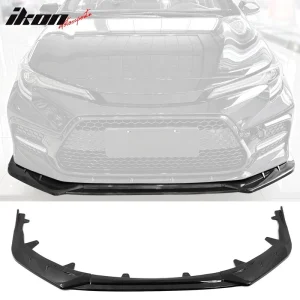 Fits 20-24 Toyota Corolla SE XSE IKON Style Gloss Black Front Bumper Lip PP 3PC - Image 6