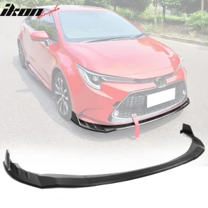 Fits 20-24 Toyota Corolla L LE XLE Hybrid LE Front Bumper Lip Matte Black 3PC - Image 6