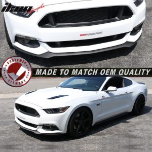 Fits 15-17 Ford Mustang Front Bumper Lip Spoiler Kit OE Style Unpainted Black PU - Image 2