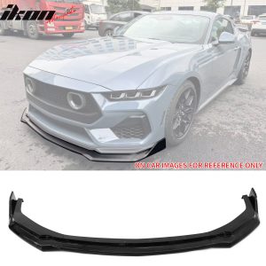 Fits 24-26 Ford Mustang Front Bumper Lip 3PC Spoiler Gloss Black Lower Splitter - Image 1