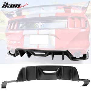 Fits 15-17 Ford Mustang HN Style Rear Bumper Lip Diffuser 3PC Matte Black - PP - Image 1