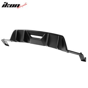 Fits 15-17 Ford Mustang HN Style Rear Bumper Lip Diffuser 3PC Matte Black - PP - Image 2