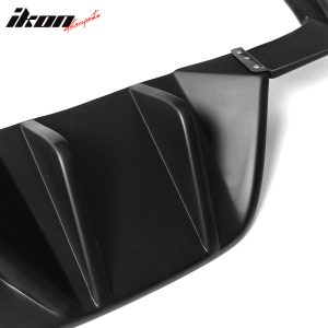 Fits 15-17 Ford Mustang HN Style Rear Bumper Lip Diffuser 3PC Matte Black - PP - Image 4