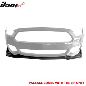 Fits 15-17 Ford Mustang MDA V2 Style Front Bumper Lip Spoiler Unpainted Black PU - Image 2